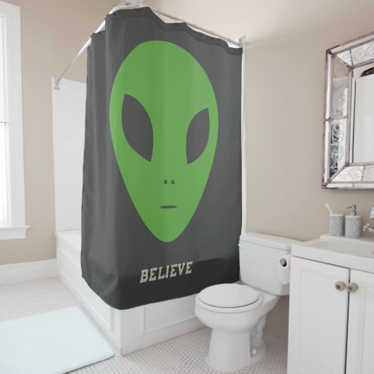 Rideau de douche Alien vert (En situation)