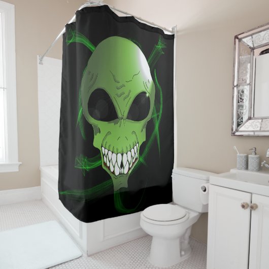 Rideau de douche alien vert (En situation)
