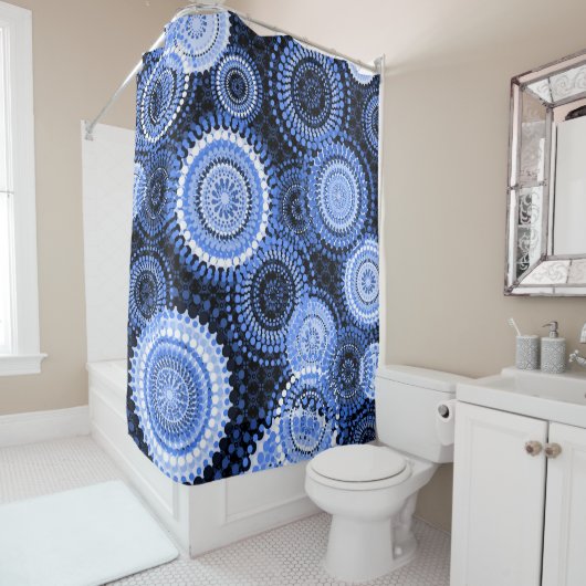 Rideau de douche Ankara points bleus (En situation)