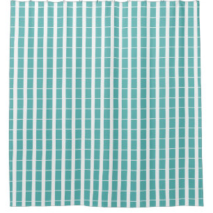 Rideau de douche Aqua Blue et White Grid