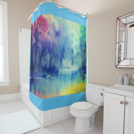 Rideau de douche aquarelle (En situation)