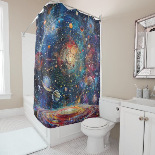 Rideau de douche astrologie cosmique (En situation)