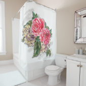 Rideau de douche aux belles roses rouges (En situation)