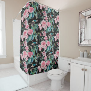 Rideau de douche aux belles vieilles roses roses r