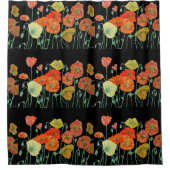 Rideau de douche aux coquelicots orange et noir (Devant)