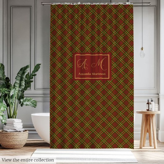 Rideau de douche aux couleurs tendance plaid rusti
