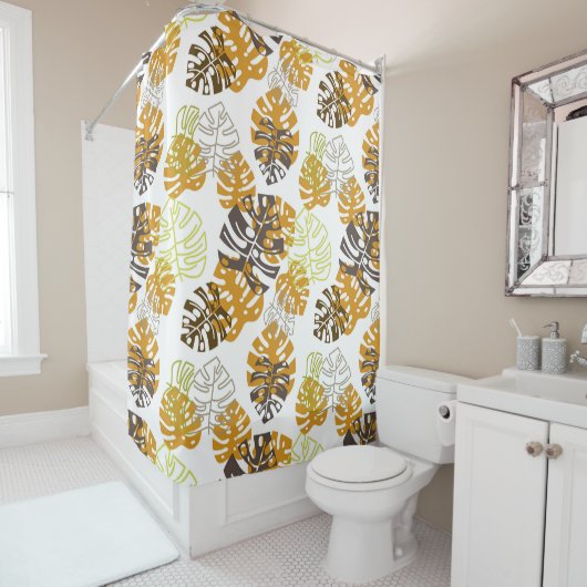 rideau de douche aux feuilles d'automne (En situation)