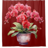 Rideau de douche aux orchidées rouges élégantes (Devant)