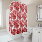 Rideau de douche aux orchidées rouges élégantes (En situation)