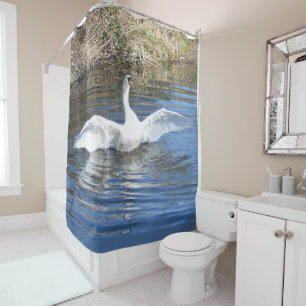 Rideau de douche avec cygne aux ailes déployées da