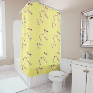 Rideau de douche avec des libellules en vol