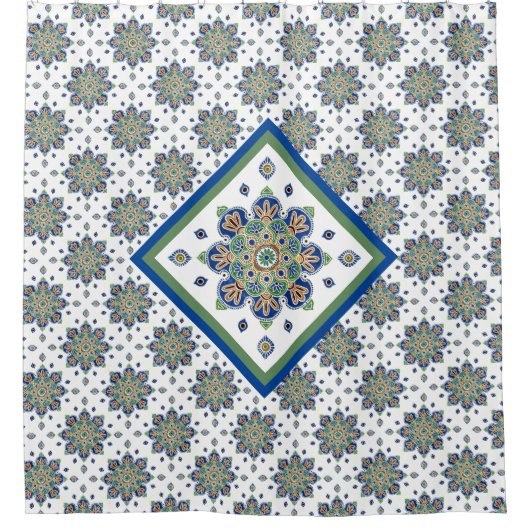 Rideau de douche avec médaillons multicolores (Devant)