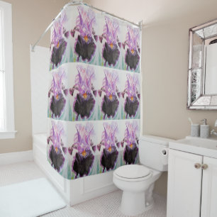 Rideau de douche avec peinture aquarelle d'iris po
