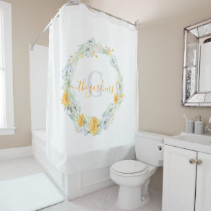 Rideau de douche avec pissenlit monogrammé
