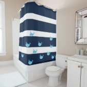 Rideau de douche - Baleine bleu clair (En situation)