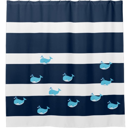 Rideau de douche - Baleine bleu clair (Devant)