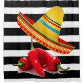 Rideau de douche Bande noire Mexicaine Sombrero (Devant)