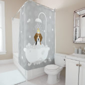 Rideau de douche beagle (En situation)