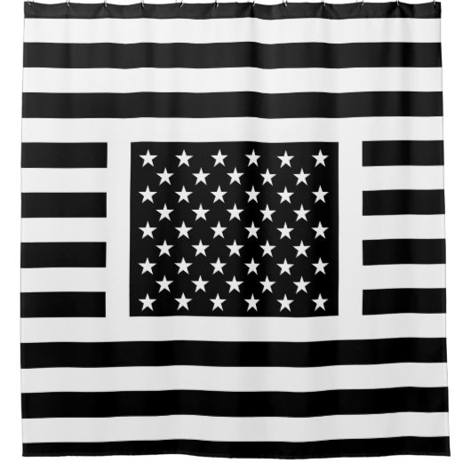 rideau de douche Black and White American Flag (Devant)