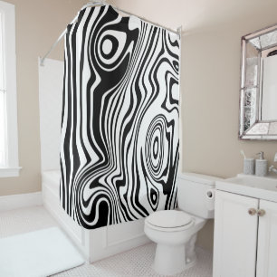 Rideau de douche blanc blanc rayé noir