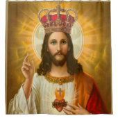 Rideau de douche blanc croisé Jésus (Devant)