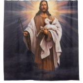 Rideau de douche blanc croisé Jésus (Devant)