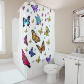 Rideau de douche blanc papillon (En situation)