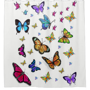 Rideau de douche blanc papillon