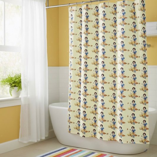Rideau de douche blanche à neige
