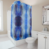 Rideau de douche bleu aquarelle (En situation)