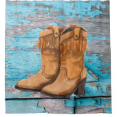 Rideau de douche Bleu Bois Grange Porte Bottes Pay (Devant)