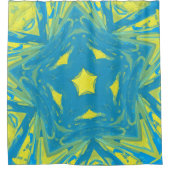 Rideau de douche bleu et jaune étoiles (Devant)