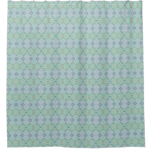 Rideau de douche bleu et vert d'inspiration océan (Devant)