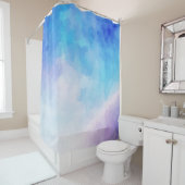 Rideau de douche bleu et violet (En situation)