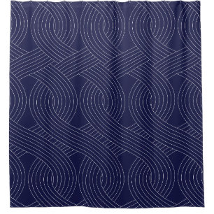 Rideau de douche bleu marine, lignes d'interverrou