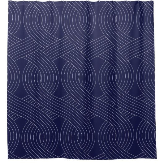 Rideau de douche bleu marine, lignes d'interverrou (Devant)