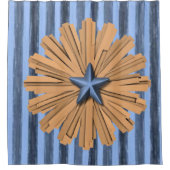 rideau de douche bleu orange étoile (Devant)