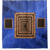 rideau de douche bleu orange miroir (Devant)