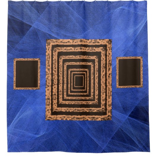 rideau de douche bleu orange miroir (Devant)