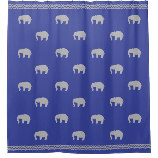 Rideau de douche bleu royal avec éléphants graphiq (Devant)