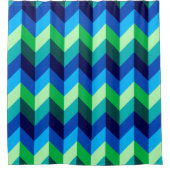 Rideau de douche bleu vert Ombre Chevrons (Devant)