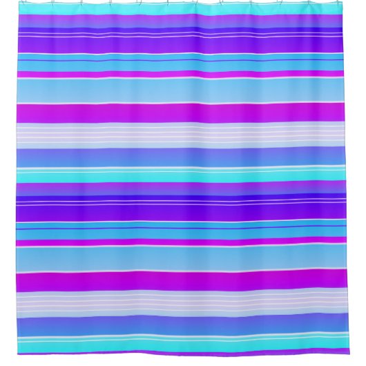 Rideau de douche bleu violet rayé (Devant)