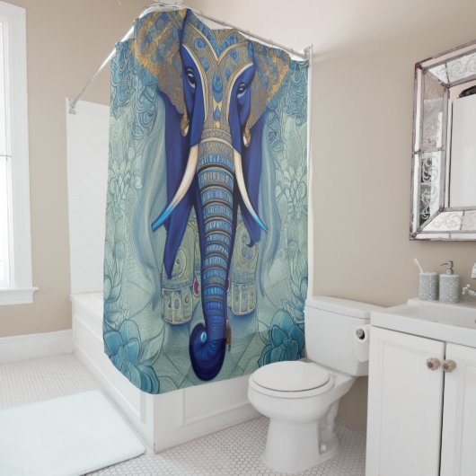 Rideau de douche Blue Elephant (En situation)