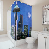 Rideau de douche Blue Seattle Skyline (En situation)