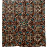 Rideau de douche bohème marron et turquoise (Devant)
