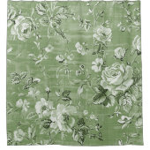 Rideau de douche bohème vert doux vintage (Devant)