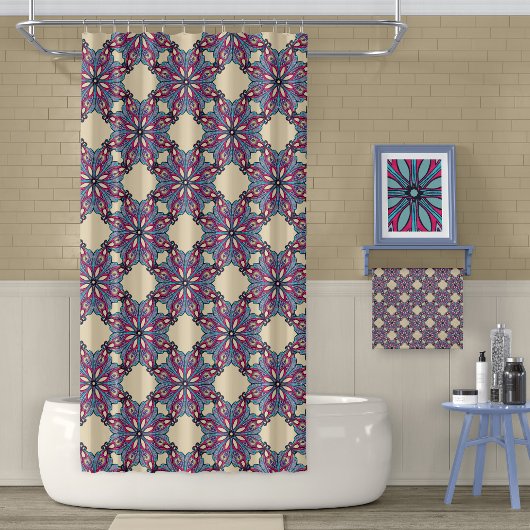 Rideau de douche Boho Bloom en crème chaude