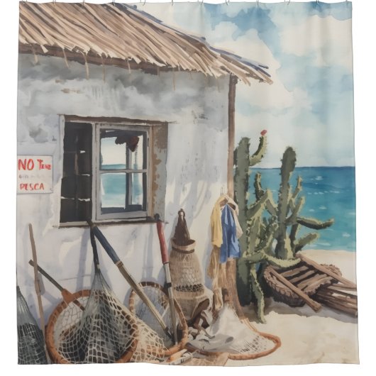 rideau de douche Bonaire fish shack (Devant)