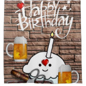 Rideau de douche Bonne bière d'anniversaire (Devant)