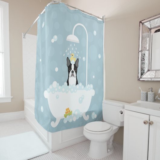 Rideau de douche Boston Terrier (En situation)